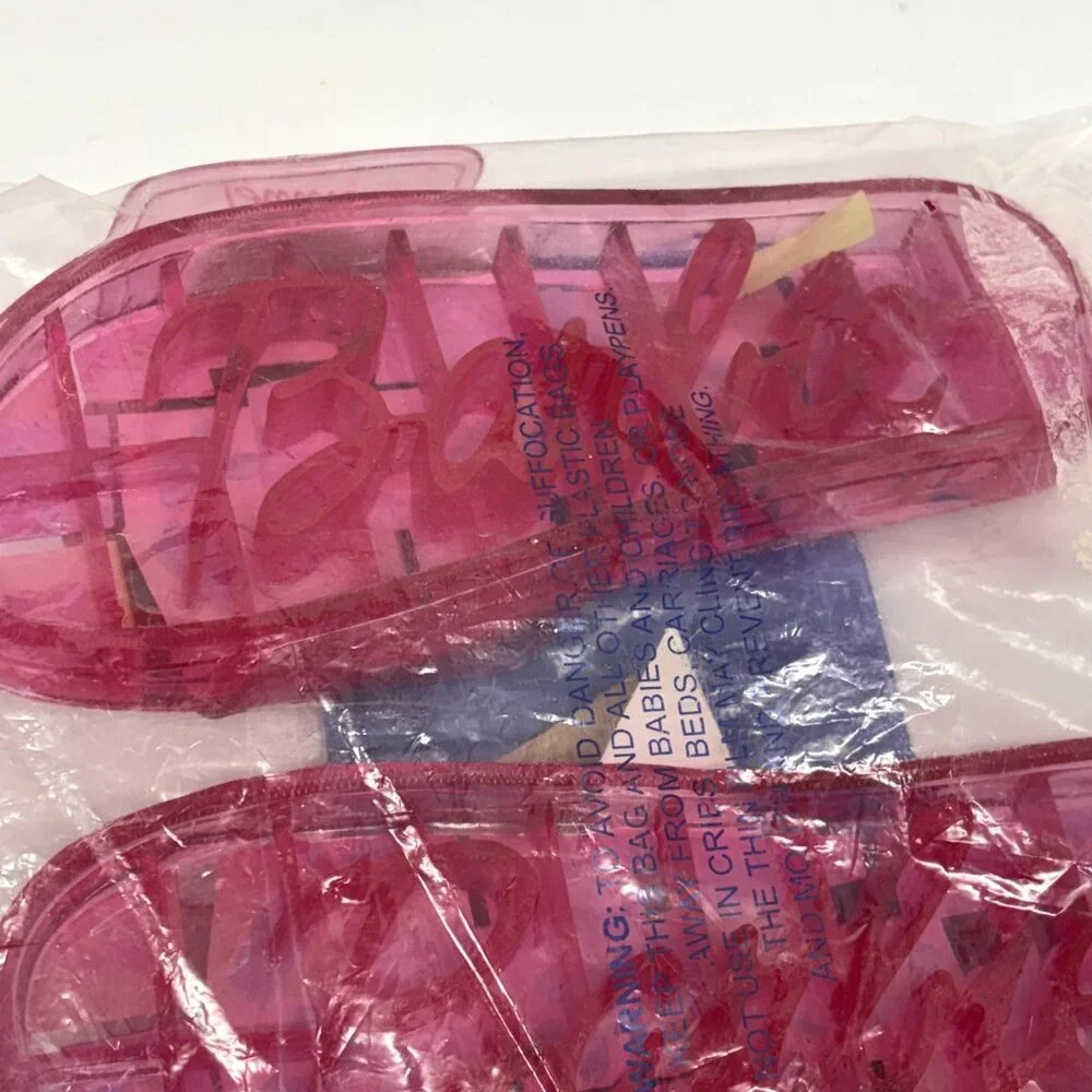 Barbie Avon Girls Pink Sandals Slides Jelly Glitter Sandals Girls Size XL (2/3)
